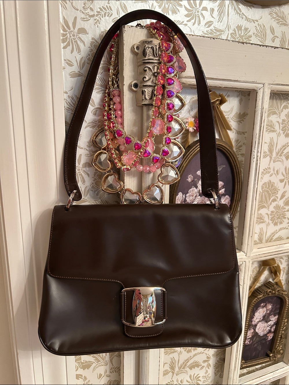 Ferragamo chocolate brown shoulder bag